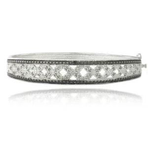 0.50ct TDW Black & White Diamond Bangle Bracelet in Brass - Picture 1 of 5