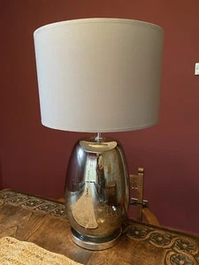 Large Modern grey smoked / mirrored glass table lamp with shade - 63cm tall - Picture 1 of 4