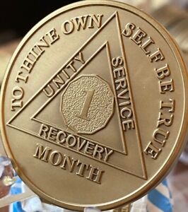 1 Month AA Medallion Large 1.5" Heavy Bronze 30 Day Sobriety Chip