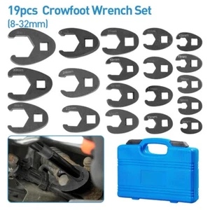 19PCS Flare Nut Crowfoot Wrench Set Metric Crows Foot Wrench Kit 3/8" 1/2" Drive - Imagen 1 de 15