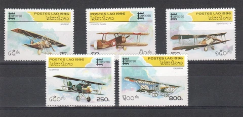 Laos 1996 Sc # 1284-88 Aircrafts Fine MNH Cover