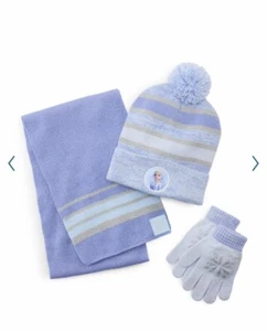 Frozen II Girl's 3pc Gloves, Pom Pom Hat & Scarf Set - Light Blue - One Size $30 - Picture 1 of 6