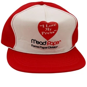 Mead Paper Snapback Hat Cap Adjustable Vintage I Love My Press Forms Red - Picture 1 of 11