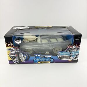 Muscle Machines 1:18 "California Too Cool"  ‘55 Chevy Nomad Limited RAW Steel