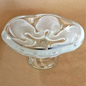 Mikasa Crystal Pedestal Bowl Royal Symphony Clear w Frosted Swirl 4"x7" Retired - Picture 1 of 7