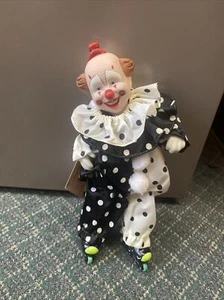 Victoria Impex Mechanical Musical Porcelain Clown Doll on Roller Blades - Picture 1 of 4