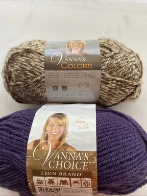 Lion BRAND Vanna's Choice Yarn 403 Barley 3 Ounce & 147 Purple 3.5 Ounce - Image 1 of 4
