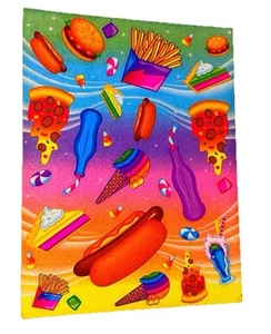 Vintage Lisa Frank Aufkleber ganzer Bogen S121 Junk Food seltene Variante Pommes Frites - Bild 1 von 2