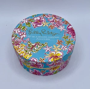 Lilly Pulitzer LOLITA CERAMIC COASTERS Set of 4 Trinket Dish Boxed Gift GWP NWT - Picture 1 of 6