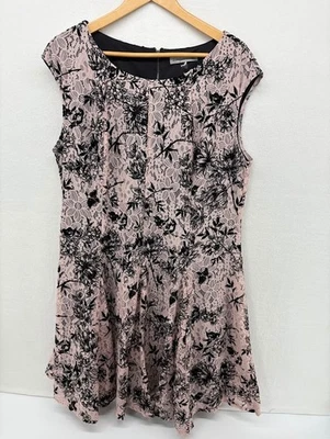 Danny and Nicole Plus Size 16W Dress Lace Black and Pink Zip Back Cap Sleeve - Image 1 of 4