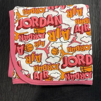 Manta de recepción AIR JORDAN bebé bebé blanco rosa y naranja - 30" X 27" Foto 1 de 4