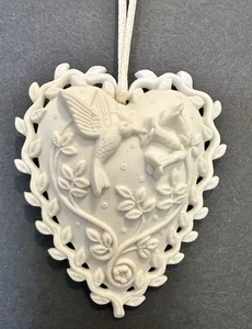 Ornament Margaret Furlong Love Song Bisque Heart W/Hummingbird Valentine's 1999 - Picture 1 of 5