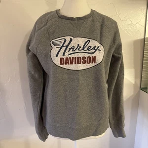 Sudadera Harley Davidson Para Mujer Gris Vintage Logo Cuello Redondo Talla M Mediana Nueva - Imagen 1 de 6