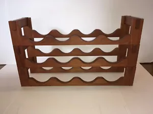 Vintage Teak Wine Rack 24” x 14” x 7” Holds 12 Bottles MCM Modular - Picture 1 of 18