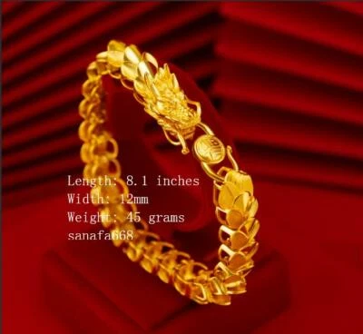 Pulsera Hombre 5D Dragon 22K 23K 24K THAI BAHT ORO AMARILLO GP 8.1' Foto 1 de 4