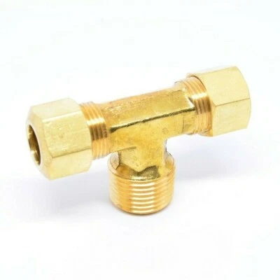 3/8" Tube OD Compression x 3/8" Male Npt Center Branch Tee Fitting HVAC Air - Image 1 of 4