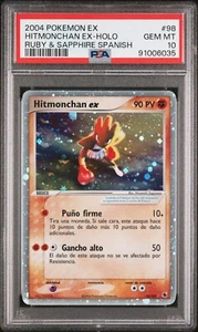 2004 Pokemon Hitmonchan ex HOLO Ruby & Sapphire Spanish #98 PSA 10 - Pop 3! - Picture 1 of 2