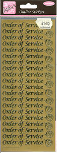Order Of Service Gold Adhesive Decals Wedding ANITA'S 20 stickers per sheet