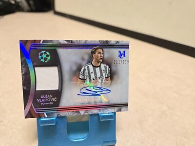 Dusan Vlahovic Patch Auto /299 - 2022-23 Topps Museum Collection UEFA CL  - Image 1 of 2