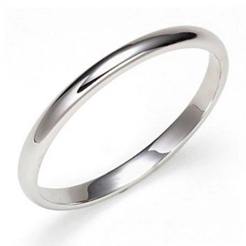 Alianza de boda enchapada en oro blanco de 18 quilates anillo de 2 mm tamaño 6 8 9 10 11 12 13 14 nueva Foto 1 de 1