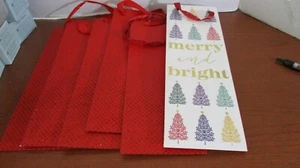 Lot of 6 Tall & Skinny WINE CHRISTMAS GIFT BAGS~ Red Sparkly (5)~ Lot 16 - Picture 1 of 2