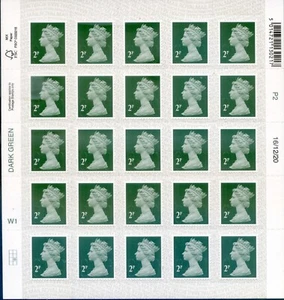 GB 2020 SBP2i M20L 2p SHEET 16/1 2/20 CYLINDER DATE BLK SINGLE MACHIN DEFINITIVE - Afbeelding 1 van 10