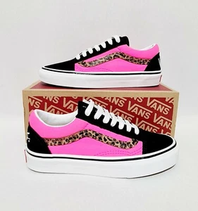 Vans Off The Wall Old Skool Reino Unido 3 Zapatos Rosa Negro Blanco UE 35 Entrenadores - Imagen 1 de 8