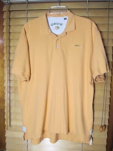 Orvis Men's L Peach Orange Cotton Golf Polo Shirt Embroidered Logo Peru - Picture 1 of 5