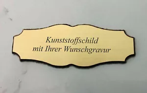 KUNSTSTOFFSCHILD - messingfarbig - 70x26mm - mit Ihrer WUNSCHGRAVUR - Bild 1 von 2