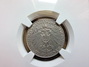 1909 China Kiau Chau. German 10 Cents NGC UNC Coin Qing Dao.. 青島 大德國寶 壹角 - Picture 1 of 13