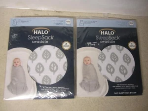 LOT OF 2 NEW HALO SLEEP SACK SWADDLE COTTON NB/NN BIRTH TO 3 MONTHS LEAF PRINT - Picture 1 of 7