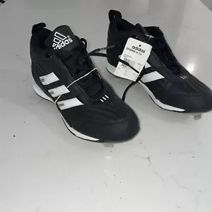 Adidas Spinner IV Baseball Cleats Mens Size 9 M 3/4 Black White Leather Solid - Picture 1 of 7