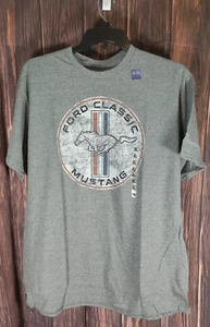 FORD MUSTANG LOGO T SHIRT MENS GRAY 2xl RETRO CLASSIC MUSCLE CAR - Picture 1 of 3