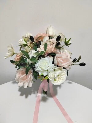 Spring Wedding bouquets/Bride bouquets/White Rose Wedding/Customized bouquets - Image 1 of 4