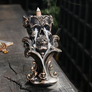 Resin Backflow Incense Burner Holder Skull Waterfall Craft Resin Decoration - Picture 1 of 8