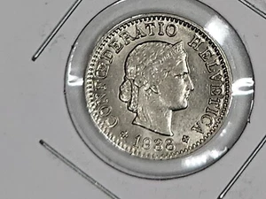 1938-B Switzerland 5 Rappen KM#26B Nickel-Magnetic - Picture 1 of 3