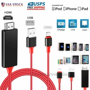 For iPhone 14/14 Pro/14 Pro Max HDMI Mirror Cable Cord Phone to TV HDTV Adapter - Bild 1 von 12