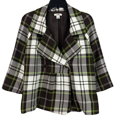 Chaqueta corta Cato forrada marrón blanca a cuadros manga 3/4 grande Foto 1 de 4