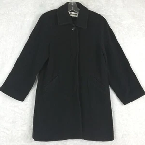 Vtg Kristen Blake Womens Coat Lambswool Cashmere Blend Black Button Petite 6P - Picture 1 of 11
