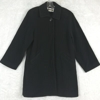 Abrigo De Colección Kristen Blake Mujer Lana De Cordero Mezcla Cachemira Negro Botón Pequeño 6P Foto 1 de 4