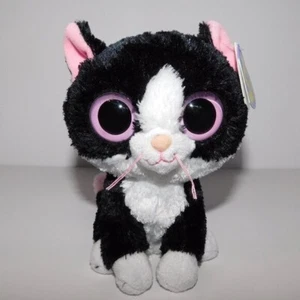 2013 TY Beanie Boos 6" Black White Cat Kitten Kitty Pepper New w Purple Tag - Picture 1 of 7