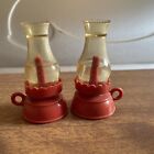Pair Of 1960'S Vintage Oil Lamps Empty Candy Lantern Plastic Red 3?