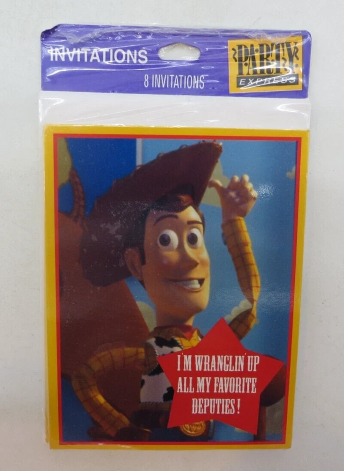 Hallmark Disney Toy Story Woody VTG NOS Birthday Party Invitations (8)