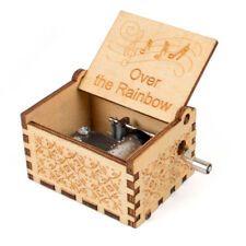 Wooden Music Box Engraved Toy Kid Gift Hand Crank Over the Rainbow