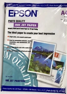 100 Sheets - Epson Photo Quality Paper - A4 - Zdjęcie 1 z 2