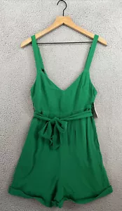 Flynn Skye Womens Emerald Green Romper W/ Belt Zip Up Size X-Small New W/ Tags! - Picture 1 of 14