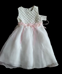 Rare too Girls Dress 5 Ivory Pink Ft & Flare Tank Party Wedding Twirl NWT Church - Picture 1 of 8