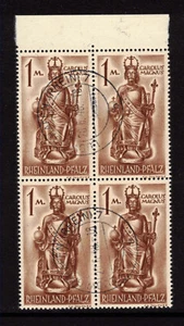 Französische Zone Rheinland-Pfalz 15 xv I/II Viererblock gestempelt Typen (23198 - Picture 1 of 3