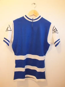+ Maillot de cycliste vintage, tricot acrylique Crylor Rhône Poulenc Bleu n°2 + - Foto 1 di 9