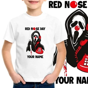 Red Nose Day Personalised T-shirt Ghost Face Men Kids Boys Adult Tee Top tshirt - Picture 1 of 4